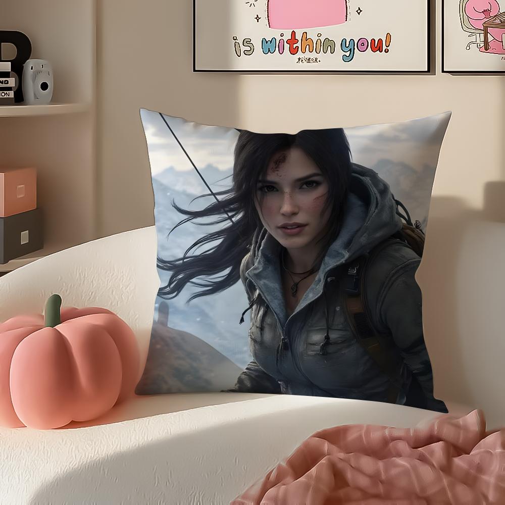 Action Game Franchise TTomb Raider Cushion Cover Pillowcase Short Plush Invisible zipper Room Sofa Cushion Cover
