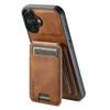 SUTENI H02 For iPhone 16 Case Waxy Texture Leather+TPU Card Slots Kickstand Phone Cover