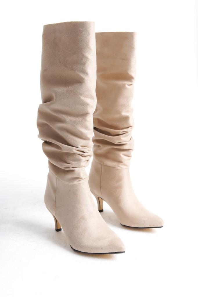Women Modern Stylish Fashion Boots Boots Faux Leather Suede Short Thin Heeled Boots