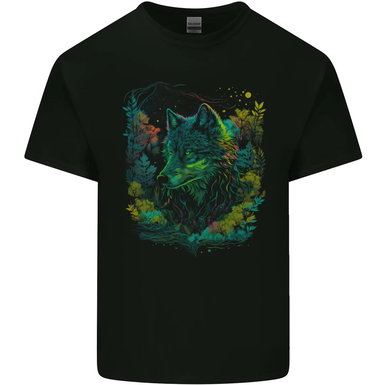 A Fantasy Wolf in the Forest Kids T-Shirt Childrens XL