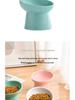 Ceramic Slanted Cat Bowl, High-Sided for Cervical Spine Protection, One-Piece Design.