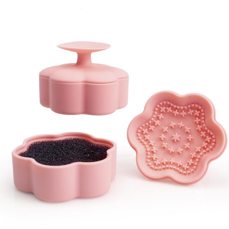 Silicone Cleaner Mat Portable Foldable Pad For Tools Makeup Brush Cleaning Box Soft Mat With Convex Texture Brush