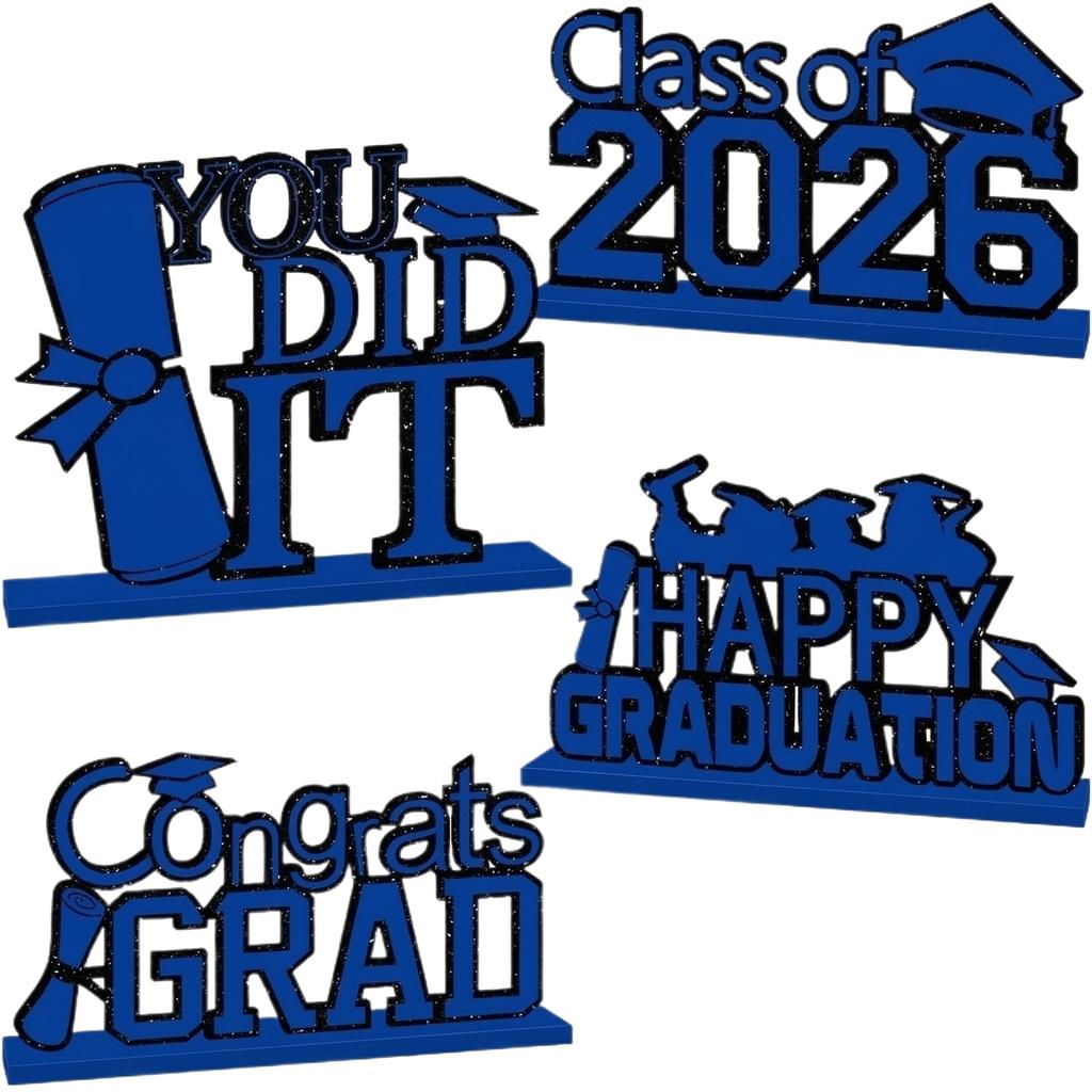 4-piece Graduation Decoration Set, Graduation Table Decoration, Multi-tiered Tray Decoration, Suitable For The 2026 Graduation .