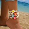 Boho Colorful Flower Soft Ceramic Ankle Chain for Women Handmade Weave Rope Adjustable Ankle Bracelets Zircon Accessories Gifts