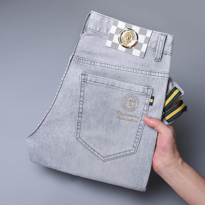 

Мужские модные летние облегающие эластичные джинсы - легкий хлопок со стильными принтами 38