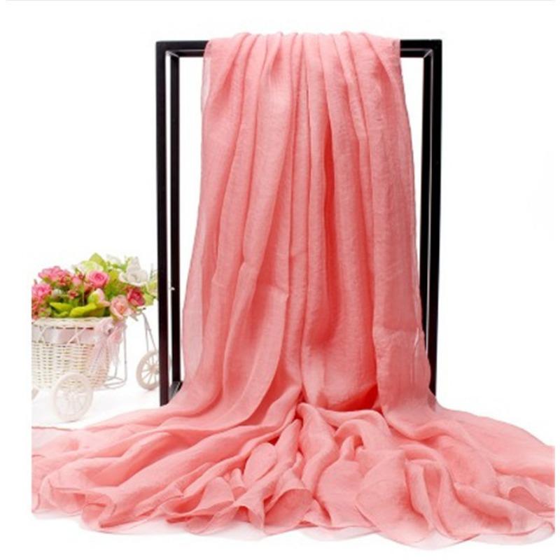 Extra Large Imitation Silk Scarf Solid Color Silk Scarf Seaside Beach Towel Long Spring and Autumn Women's Gauze Scarf Chiffon Scarf Women