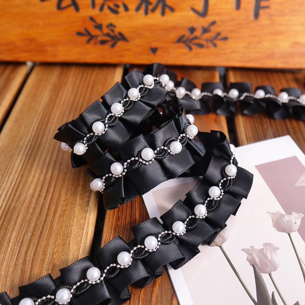 Pleated Lace Ribbons For Sewing Party Dress Beaded Trim DIY Crafts Supplies Clothing Needlework Decor Ruffle Fabric 2.5cm Wide