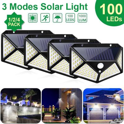 100LED Solar Lamp, Outdoor Solar Lamp, Power Supply, Sunlight, 3 Modes, Motion Sensor
