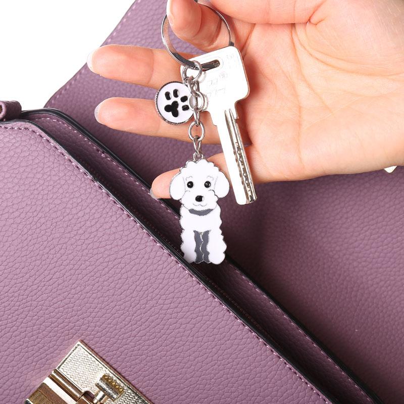 NEW Metal Poodle Dog Key Chain Key Ring Bag Charm Man Car Key Holder New Enamel Keychain Jewelry Accessories For Women Gifts