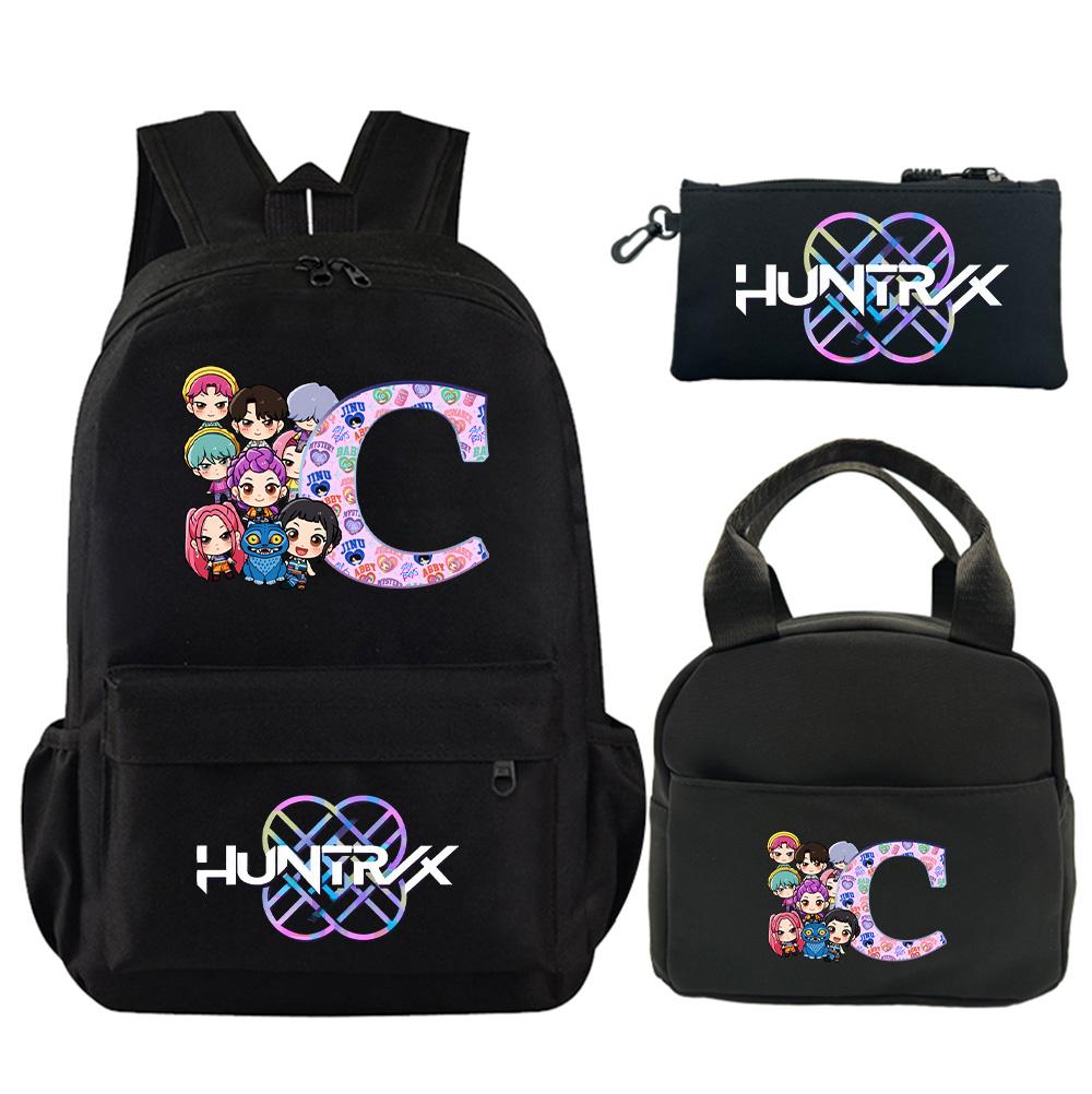 3Pcs/set 26 English Letter Printed Backpack with Shoulder Bag Pencil Case for Teenager Student Boy Girl Schoolbag Large Capacity Bookbag Kid Gift