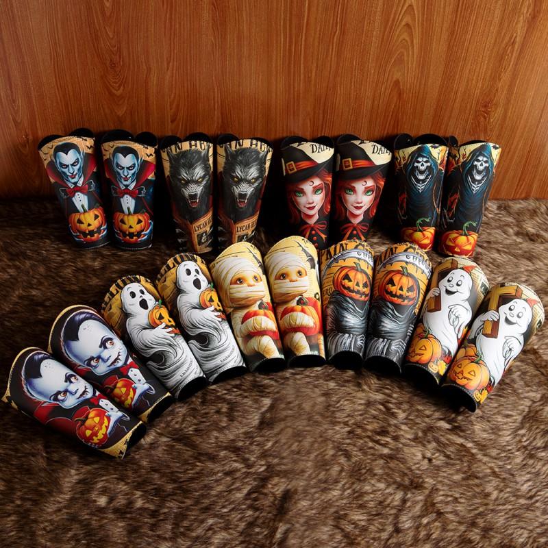 Vintage Halloween Pumpkin Print Arm Sleeves Original Design Adult Warmers