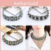 Retro Square Statement Necklace With Zinc Alloy Chain For Fashion Enthusiasts