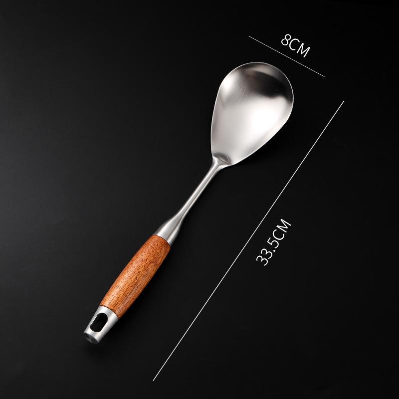 304 Stainless Steel Wood Handle Wide Fried Fish Spatulas Steak Shovel Fish Turner Slotted Beveled Kitchen Cooking Utensils
