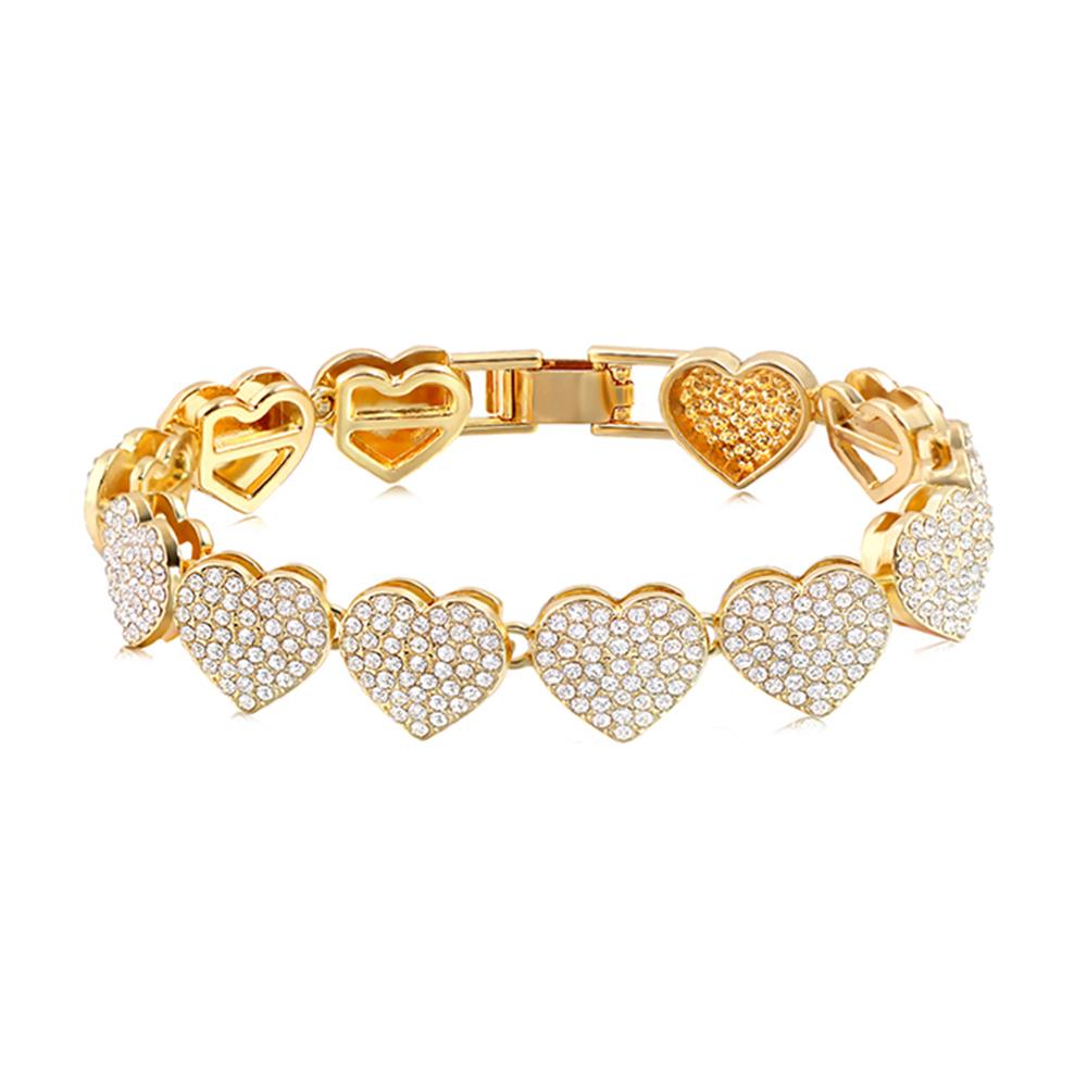 1Pcs Pink Rhinestones Miami Cuban Chain Bracelet for Women Men Iced Out Chunky Tennis Bracelets Fashion Gifts Jewelry Wholesale