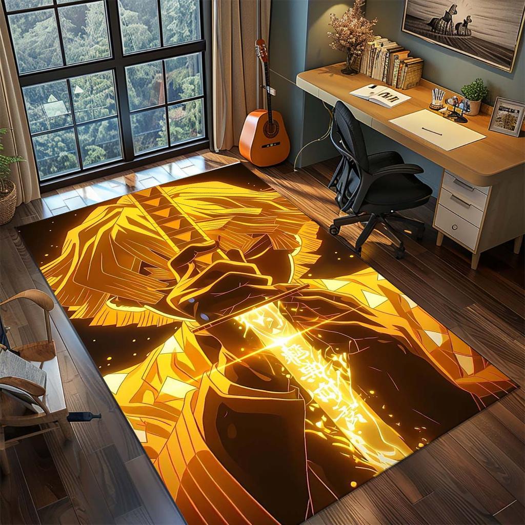 Demon Slayer Anime Rug Carpet Large Area Rug Non Slip Washable Floor Mat Gamer Room Bedroom Home Decor