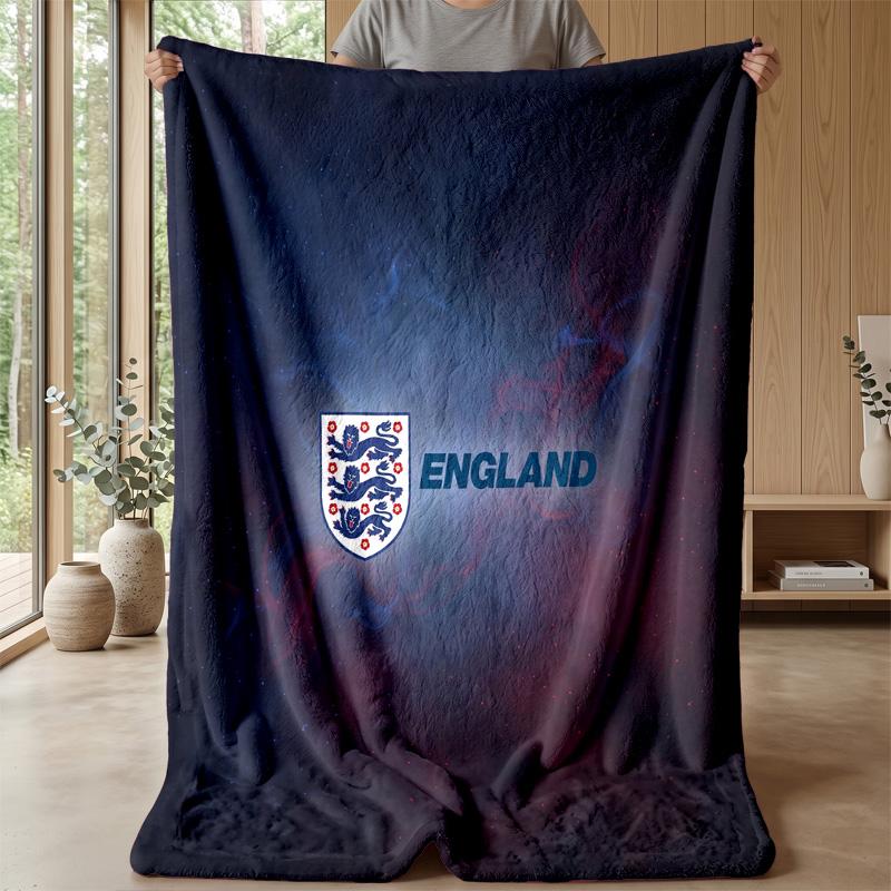 England Football Printed Flannel Blanket Skin Friendly Warm Decorative Throw for Indoor Couch Bed Daily Use