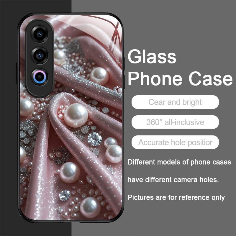 

Stylish Elegant Pearl Diamond Pattern Tempered Glass Phone Case for OnePlus 13R 12 11 10Pro ACE2 ACE3 Nord CE4 3 2 Lite 5G Cover OnePlus 11