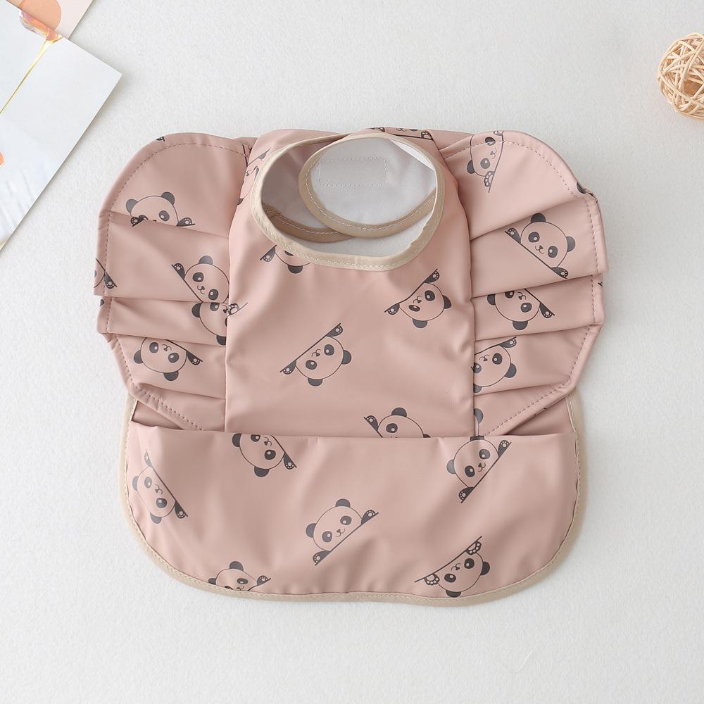 Nordic Style Baby PU Leather Waterproof Bib With Angel Wings Children Feeding Bib Burp Cloth Easy to Clean Baby Cute Print Bibs