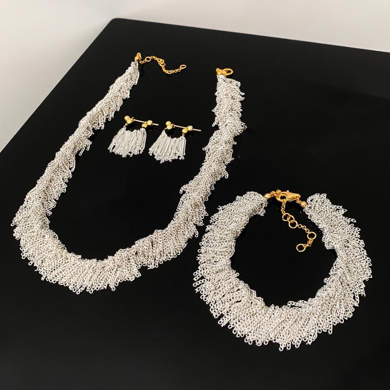 Necklace niche style design tassel earrings for women sparkling elegant earrings suit