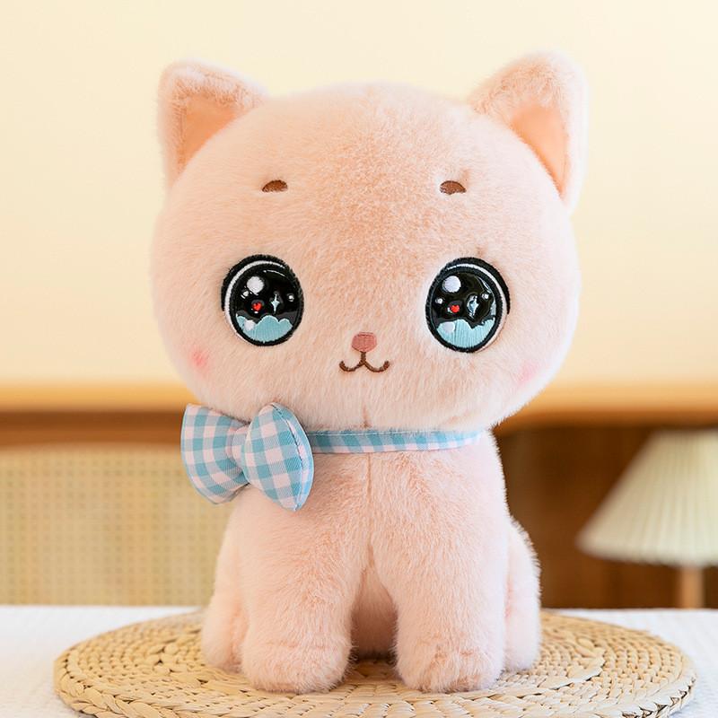 Plush Bowknot Cat Toy Cartoon Stuffed Animal Doll Room Decoration Kids Gift
