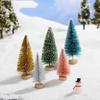 Mini Christmas Tree Ornament With Snow Frosted Design Cute Figurines For Tabletop Holiday Party Decor