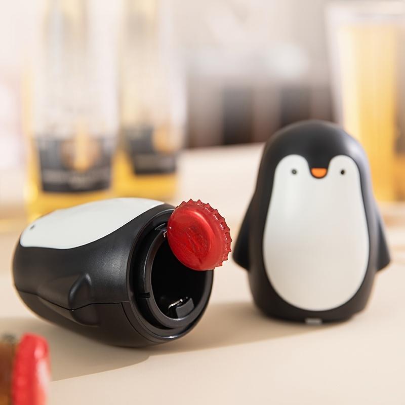 Stainless Steel Penguin-Shaped Bottle Opener  Cute Black White Beer and Beverage Cap Lifter,Easy Press Design for Kitchen Dining Use