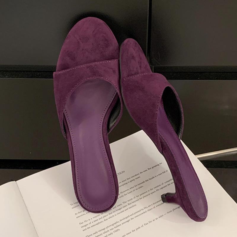 

Летняя Мода Тонкие Низкие Каблуки Шлепанцы Женские Круглый Открытый Носок Пляжные Повседневные Сандалии Женские Мюли Шлепки Обувь Zapatos De Mujer 38 фиолетовый