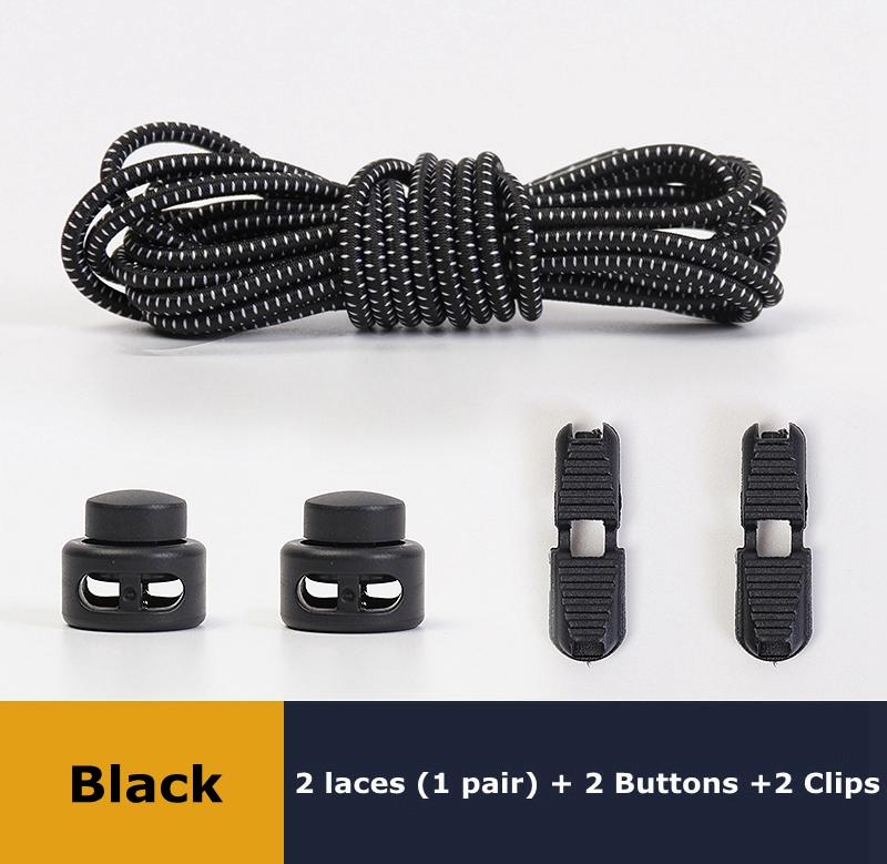 Lacets sans nœuds Lacets sans cravate Baskets Plastique Verrouillage solide Élastique Rond Lacets de chaussures pour Enfants Adultes Personnes âgées Taille unique