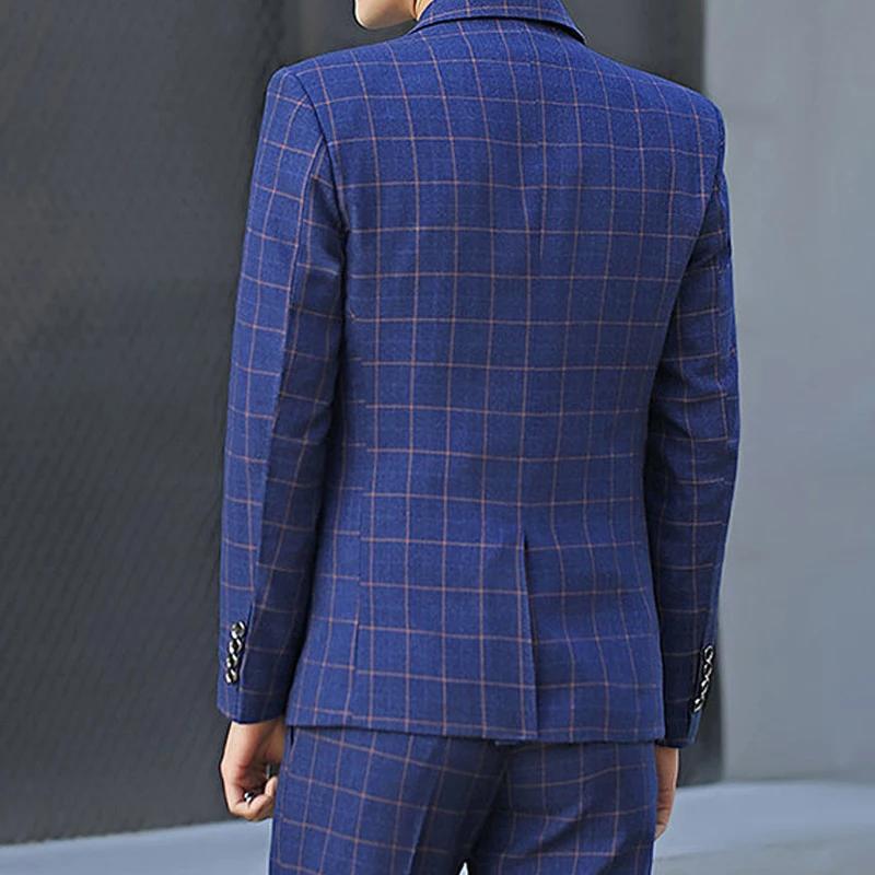 High End Brand Boutique Fashion Plaid Men's Casual Business Suit Blazers Groom Wedding Dress Men's Classic Checked Suits Jacket