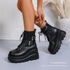 2025 autumn new British style muffin slope heel short boots women's large size thick-soled thin locomotive boots wish43