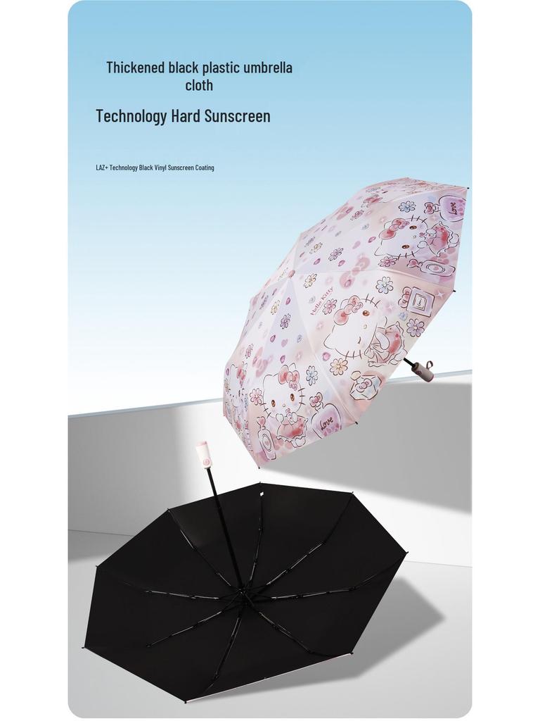 Auto Anti-Rebound Cartoon Umbrella for Female Students: Foldable, Portable, Dual-Use Sun and Rain Protection