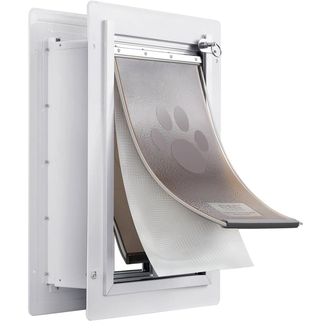 Pet Door for Wall with Lock and 3 Magnetic Flap System Metal Frame Small