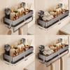 Modern Minimalist Suction Cup Bathroom Shelf With Hooks For Home Organization