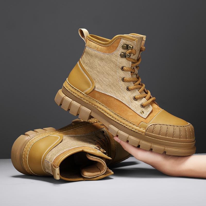 

2024 Douyin live broadcast hot-selling large-size outdoor Martin boots autumn new velvet thickened thick-soled tooling boots 38 золотой