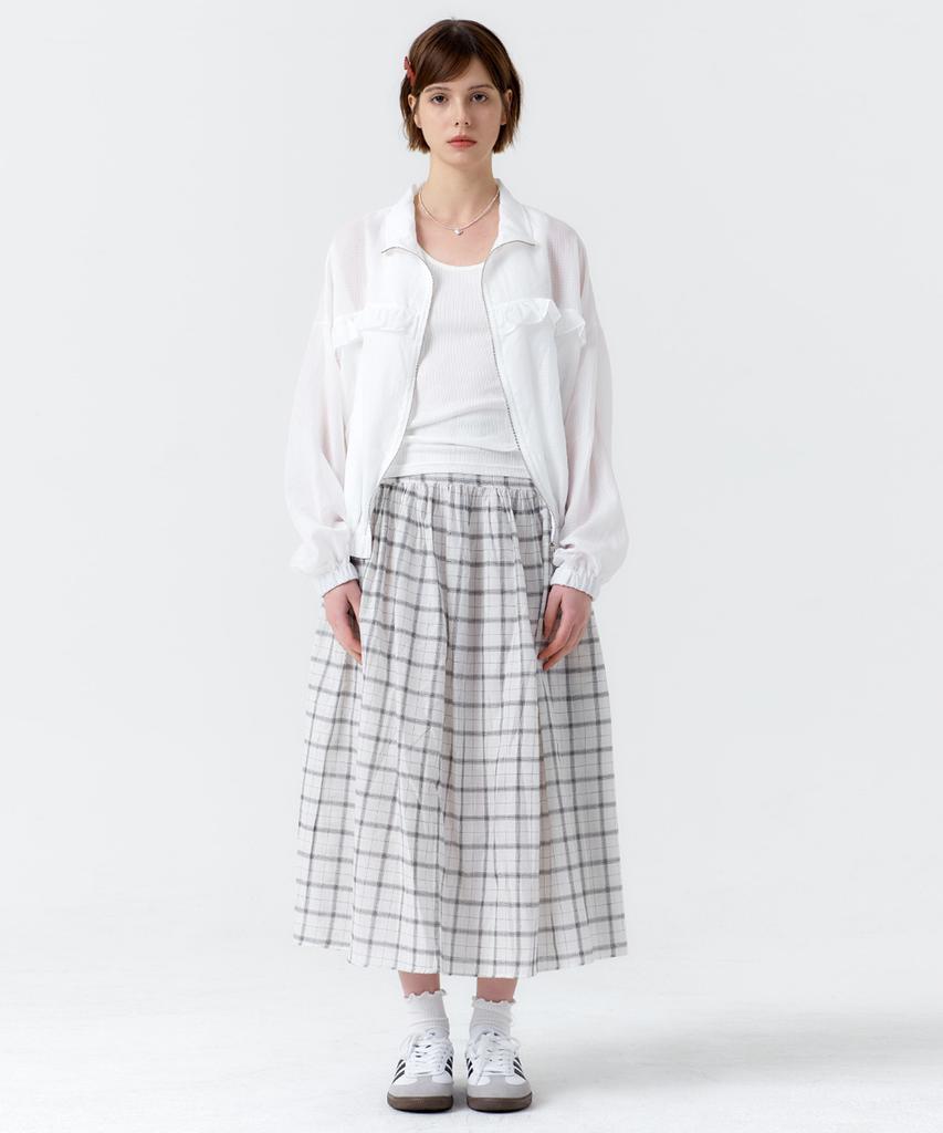 Eilubeu Check Long Skirt Aaresk103A