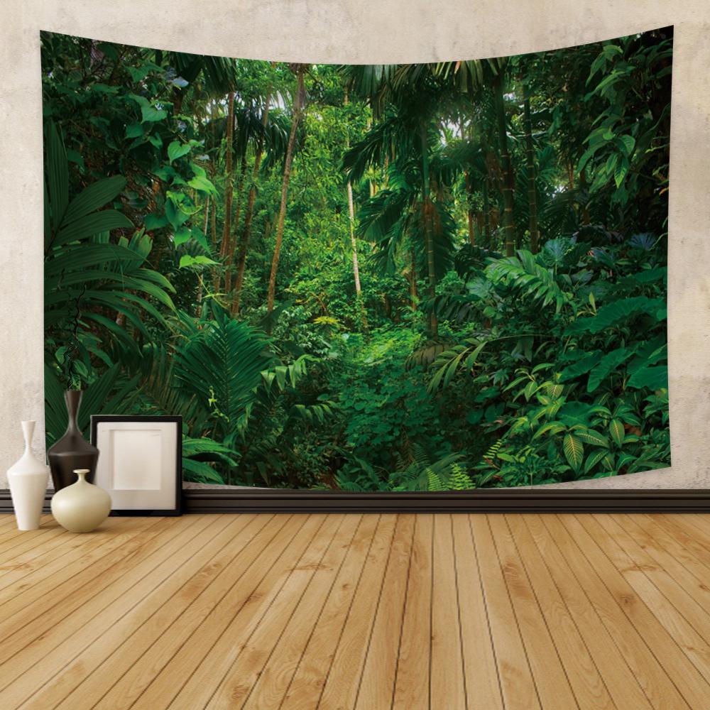 Natural Landscape Tapestry Tropical Forest Wall Hanging Hippie Bedroom Living Room University Dormitory Home Decoration Tapestry