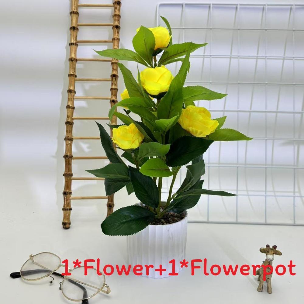 

Rose Flower Artificial Flowerpot Green Plant For Wedding Party Decoration Prop жёлтый
