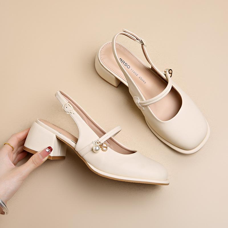Baotou sandals women's summer 2025 new thick heel Mary Jane high heel single shoes with skirt bridesmaid shoes