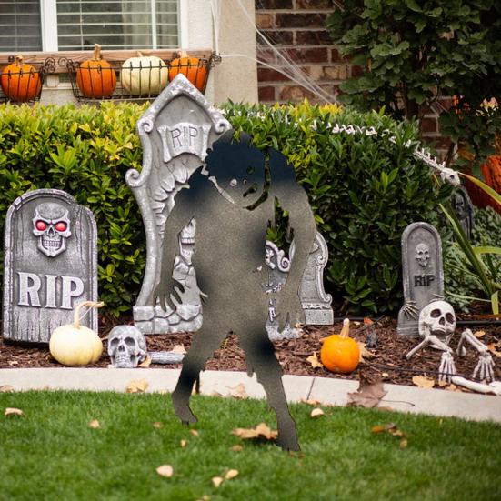 Zombie Garden Stake Metal Zombie Silhouette Yard Stake Weather Resistant Spooky Zombie