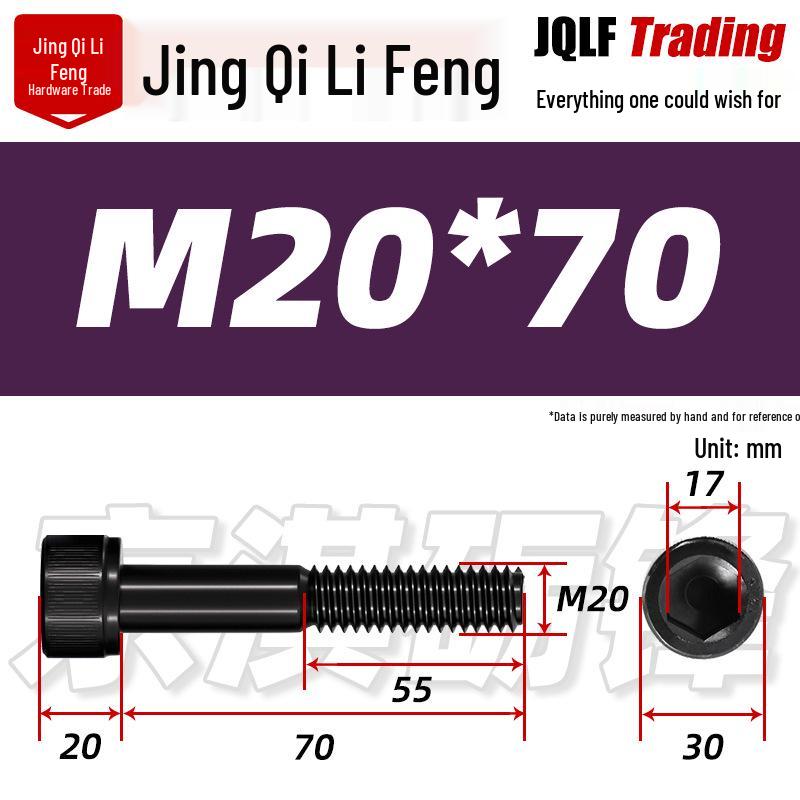 M18-20 High-Strength Black Hex Socket Head Cap Screws with Knurled Cylindrical Bolts