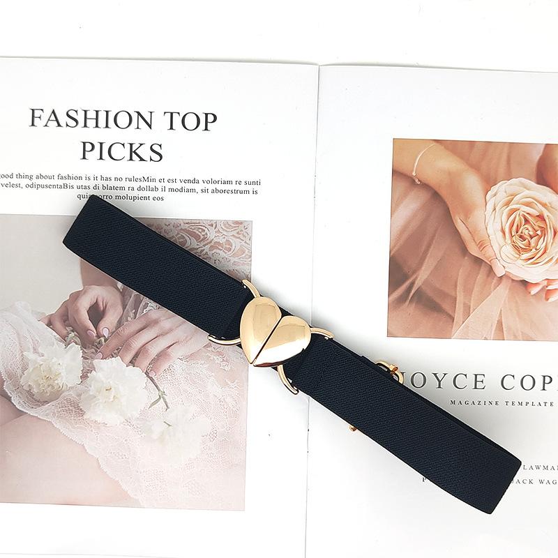 Heart Buckle Waist Belt Women's Elastic Belt, Lazy Seamless Adjustable Versatile High-elasticity Waistband