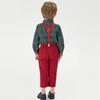 Children's Plaid Shirt and Pants Two-piece Set Boys' Bow Tie Lapel Long Sleeved Plaid Shirt
