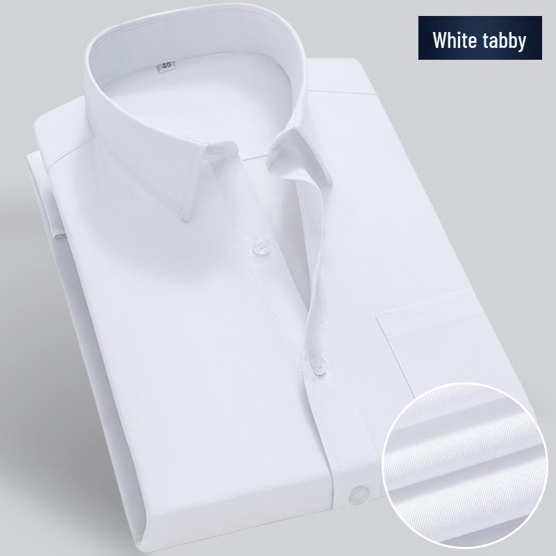 Men's Versatile White Shirt - Long/Short Sleeve, Non-Iron, Striped, Casual To Formal Wear