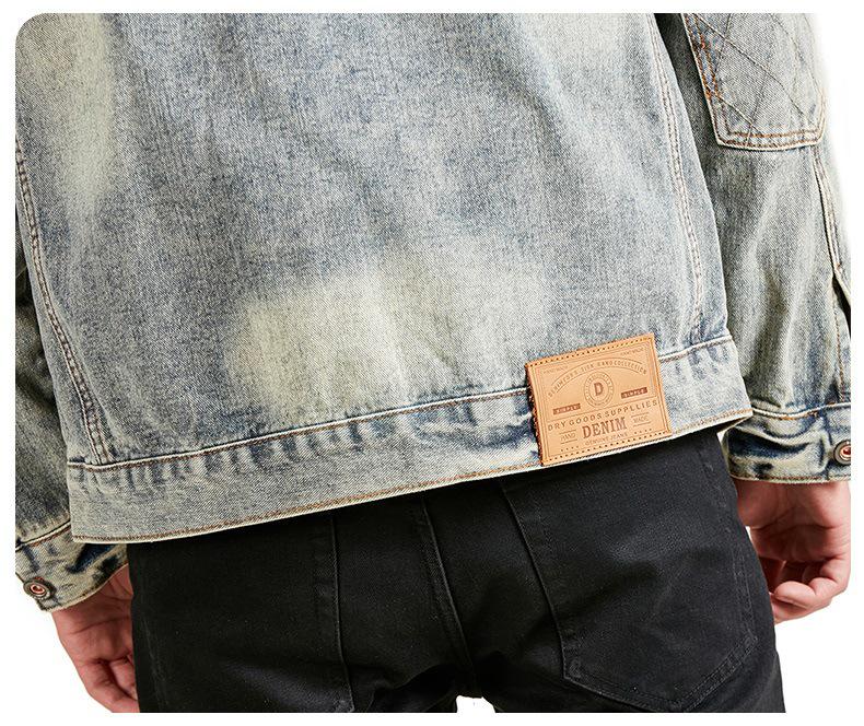 Xintang Men's Distressed Denim Jacket - Trendy Cool Loose Fit Workwear