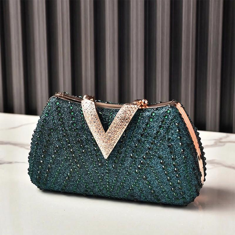 Diamond Silver Shoulder Bags for Women Wedding Inspired Designer Handbags 2026 Luxury Quality V Hasp Rhinestone Crossbody Bags
