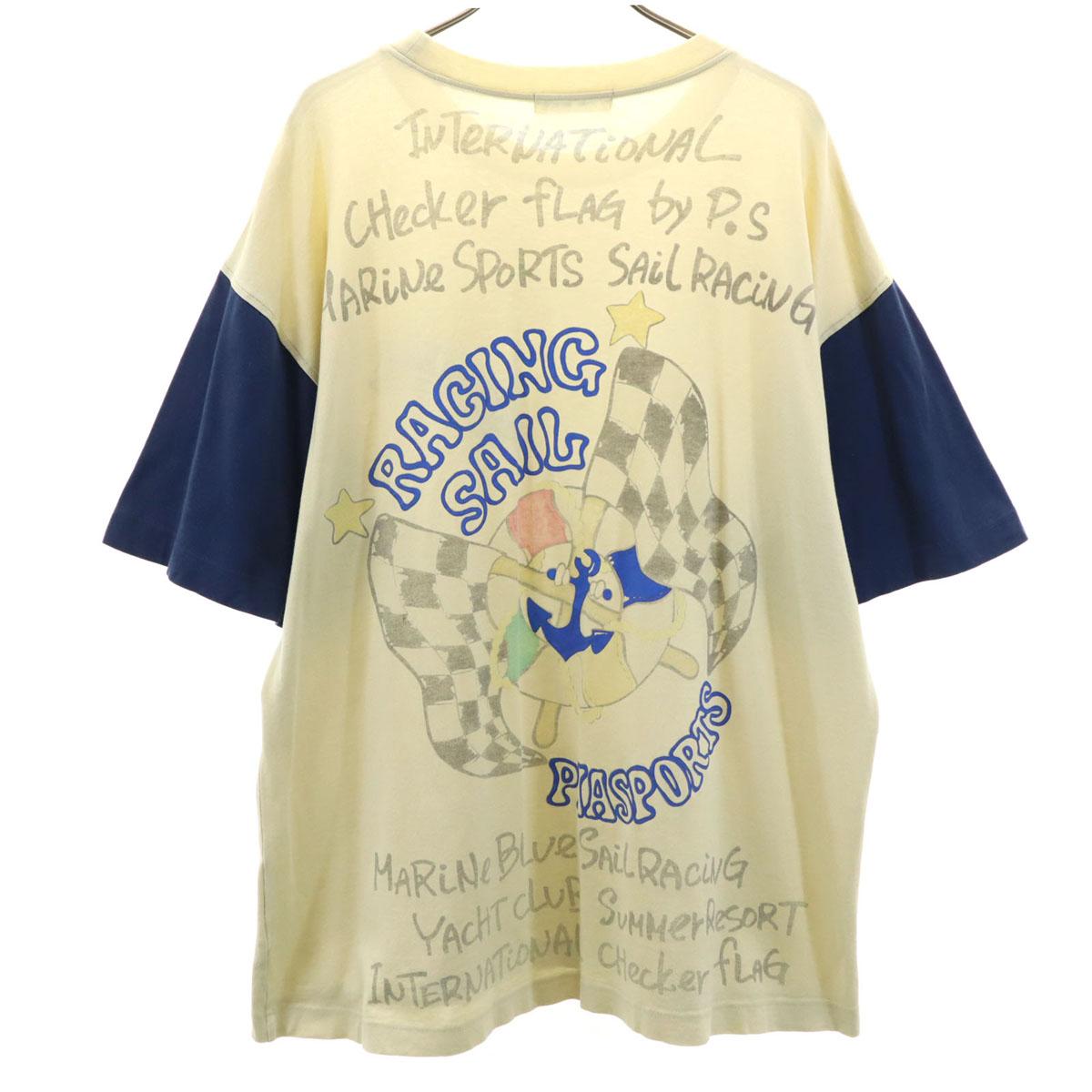 

PIA SPORTS Футболка с принтом на спине, с коротким рукавом, тип 4, кремовая, мужская, б/у