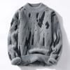 Hot Sale, Men's Fashion Personality Graffiti Semi-Turtleneck Thickened Sweater Knitted Sweater