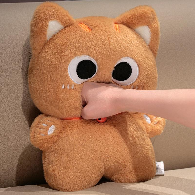 35cm Kawaii Große Augen Schwarze Katze Plüschtier Puppe Weiches Kuscheltier Katzenkissen Kissen Geburtstagsgeschenk für Kinder Heimdekoration