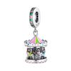 Multi Color Charms Fit Fashion Original Bracelets 925 Silver Colorful Zircon Rainbow Bead Love Heart Clip Charm DIY Jewelry