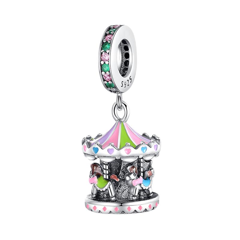 Multi Color Charms Fit Fashion Original Bracelets 925 Silver Colorful Zircon Rainbow Bead Love Heart Clip Charm DIY Jewelry